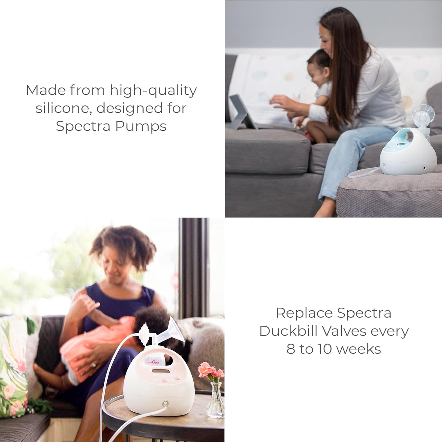 Spectra - Duckbill Valve Replacement for Breast Milk Pump (Pack of 2) - Fits Small, Medium, Large, or X-Large Breast Shields and Flanges