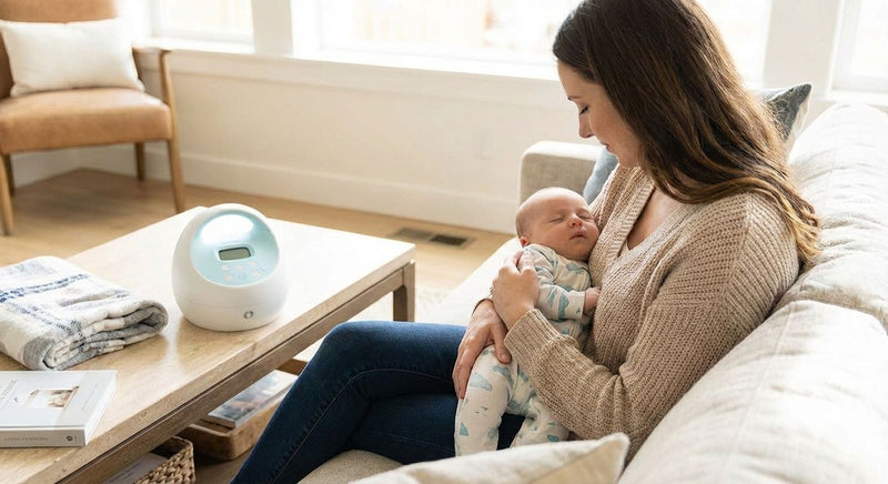 Mom and baby with Spectra pump